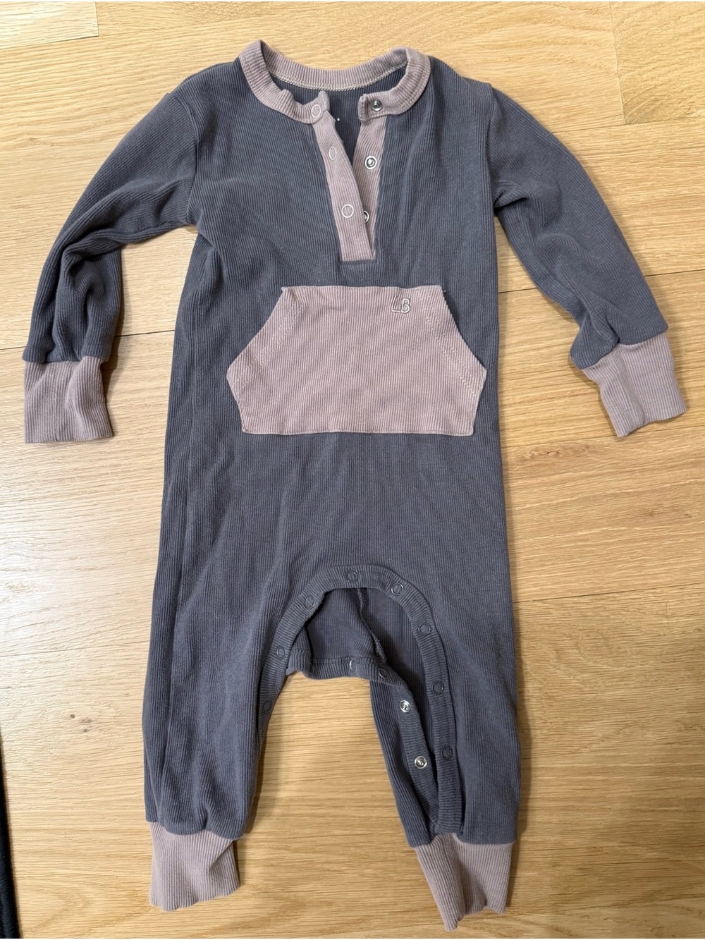 Little Bipsy Two-Tone Gray Footie 12-18m